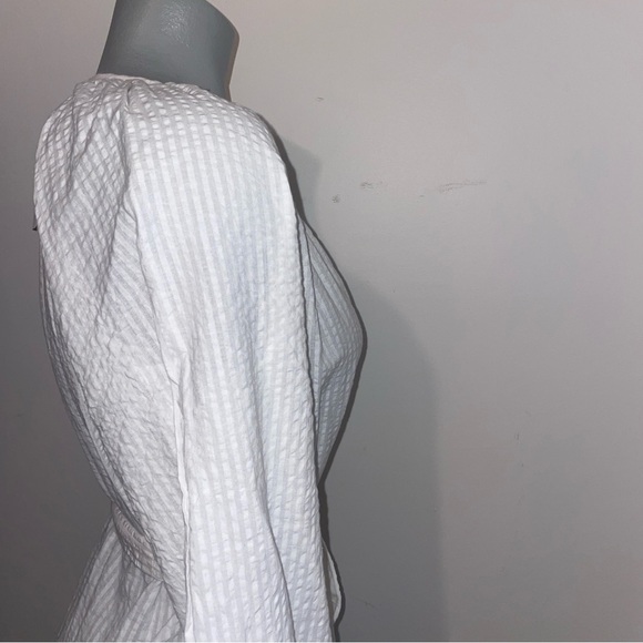 Roan and Ryan Dress Maxi Long Sleeve Tie Waist White Cotton Stripe XS NWT - Picture 6 of 9